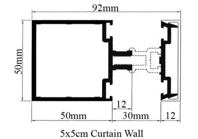 5x5 cm Curtain Wall 45001