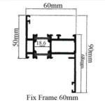 60mm Fix Frame Profile TB Hinge Series Gulf Extrusion
