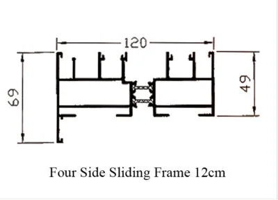 GE 12cm Sliding Series Four Side Sliding Frame 12mm