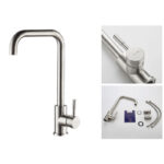 Kitchen Sink Mixer / Tap Single Lever A4490 Brush Finish Stainless Steel 304