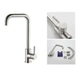Kitchen Sink Mixer Tap Single Lever A4490 Brush Finish Stainless Steel 304