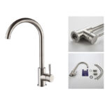 Kitchen Sink Mixer / Tap Single Lever A4590 Brush Finish Stainless Steel 304