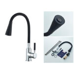 Single Lever Black Sink Mixer / Tap with Swivel Spout A9890F-1