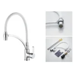 Single Lever White Sink Mixer Tap with Swivel Spout A4890G-3